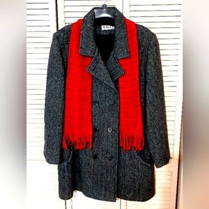 Vintage women's grey wool dress coat. Size L.